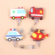Cute Ambulance Fire Truck Retractable Badge Reel Student Nurse Doctors Exhibition ID Name Card Badge Holder Office Supplies