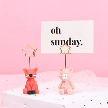 Cute Animal Metal Photo Paper Clip Holder Desk Name Card Memo Clip Wedding Favors Card Stand DesktopDecoration Birthday Gift