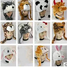Cute Bunny Plush Cartoon Animal Hat Simulation Animal Hat Warm Earmuff Children's Performance Props for kids and adult