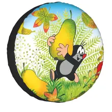 Cute Cartoon Mole Spare Wheel Cover for Mitsubish 4x4 SUV Custom Krtek Little Maulwurf Tire Protector 14" 15" 16" 17" Inch