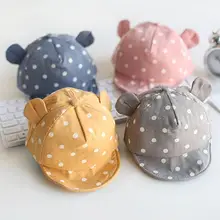 Cute Dot Baby Caps Unisex Baby Sun Hat with Ear Spring Summer Hats Infant Baby Toddler cotton Caps for Newborn 6-24Months