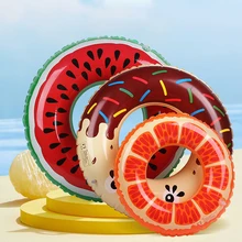Cute Fruit Inflatable Pool Float Circle Swimming Ring for Kids Adults Giant Swimming Float Air Mattress Beach Party Pool Toys