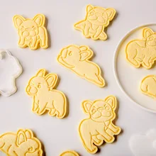 Cute Puppy Cookie Cutting Mould 3D Cartoon Small Dog DIY Fondant Pastry Sugar Cake Craft Forms Baking Tool Bulldog Biscuit Mould