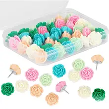 Cute Push Pins For Cork Board 30pcs Cork Board Tacks Bulletin Board Pins Colorful Floret Thumb Tacks For Wall Cork Board