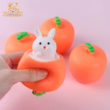 Cute Rabbit Carrot Squeeze Fidget Toys Cartoon Surprise Funny Bunny Soft Squishy Doll Relief Stress Creative Children Adult Gift