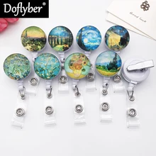 Cute Van Gogh Sunflowers Nurse Doctor Retractable Pull Key ID Badge Name Tag Card Holder Reel Alligator Clip School Office