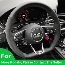 DIY Hand-stitched Black Soft Suede Car Steering Wheel Cover for Audi TT RS 2016-2019 R8 (4S) TT (8S) 2014-2019 TTS 2014-2019