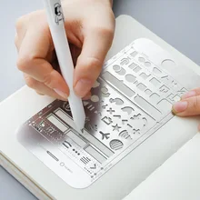 DIY Multi Function Ruler Book Mark iPhone UI Stencils Kits Cartoon Stainless Steel Mode For Planner Nail Decor Design
