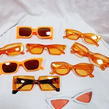 DYTYMJ Orange Sunglasses Women Small Frame Cat Eye Sun Glasses Hip Hop Vintage Brand Glasses Men Shades for Women Wholesale