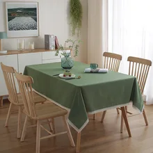 Decorative Table Cloth Cotton Linen Green Coffee Tablecloth Rectangular Dining Table Cover Modern Dining Room Tablecover