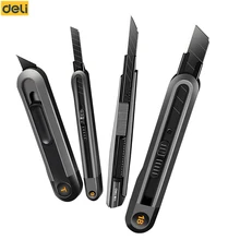 Deli Snap-off Utility Knife Retractable Box Cutters 9mm 18mm High Carbon Steel Blades Auto Lock  Perfect for Office and Home use
