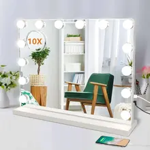Depuley Makeup Vanity Mirror Light Professional Plug in Light-up Mirror 3 Color Dimmable Modes Removable Magnification White