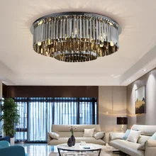 Dimmable LED Ceiling Light Luxury Crystal Round Silver Lustre Lamparas De Techo Home Decor Modern Ceiling Lamps Bedroom