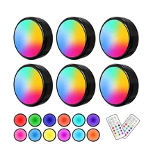 Dimmable RGBW 13 Colors Led Cabinet Light Battery Powered Portable Puck Night Lamp for Kitchen Hallway Bedroom