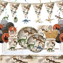 Dinosaur Fossil Archeology Theme Birthday Party Paper Plate Cup Tableware Decoration Dinosaur Party Decoration Supplies