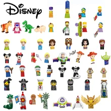 Disney Blocks Frozen Elsa Anna Action Figures Building Blocks Mickey Minnie Donald Duck Bricks Assemble DIY Toys For Girls Gifts