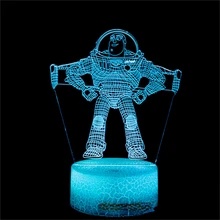 Disney Buzz Lightyear 3D Night Light Toy Story Led Table Lamp Creative Children's Bedside Eye Protection Sleep Room Decoration