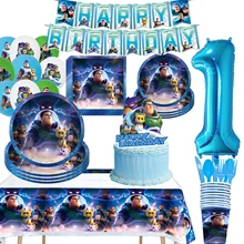 Disney Buzz Lightyear Theme Kids Birthday Plates Cups Napkins Disposable Tableware Supplies Baby Boys Birthday Party Decoration