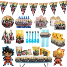 Disney Cartoon Theme Birthday Party Balloons tableware Sets Anime Son Goku Style Decorations Kids Supplies