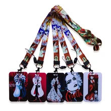 Disney Cruella Women's  ID Card Holder Lanyard Name Credit Card Holders Bank Card Neck Strap Card ID Holders Identity Badge