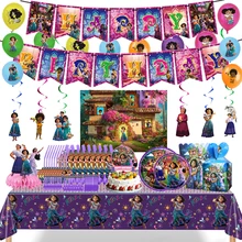 Disney Encanto Birthday Decoration Kids Birthday Party Backdrop Banner Latex Balloon Disposable Tableware Wedding Decor Supplies