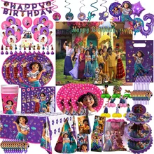 Disney Encanto Birthday Decoration Supplies Disposable Foil Balloon Backdrop Banner Tableware Children Party Decor Set Kids Gift