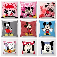 Disney Mickey Mouse Minnie Mouse pillowcase anime cartoon doll cushion cover plush toy pillowcase home decoration gift 45x45cm