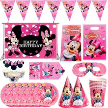 Disney  Minnie Mouse Paper Plate Cup Napkin Hat Happy Birthday Party Supplies Girls Mouse Baby Shower Wedding Home Decoration