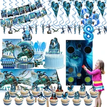Disney The Movie Avatar 2 Balloon Birthday Party Decoration Disposable Tableware Cake Banner Cups Balloon Baby Shower Supplise