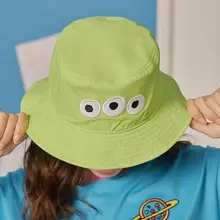 Disney Toy Story Alien Embroidered Fisherman Hat New Anti-UV Fashion Summer Face Sunscreen Hat Female Summer Sun Hat
