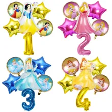 Disney princess helium balloons number Baby shower girl snow White Cinderella foil globos birthday party decorations kids toys