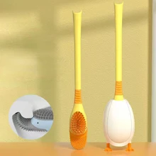 Diving Duck Toilet Brush No Dead Angle Wall-mounted Duckling Toilet Brush Cute Silicone Flexible Soft Hair Toilet