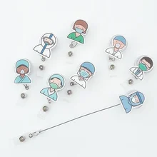 Doctor Nurse Name ID Badge Reel Easy Pull Bucklet Work Card Holder Clip Landyard Medical Workers Badge Holder Accessories Clip