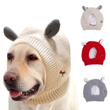 Dog Hats Ear Muffs Noise Protection Quiet Pet Ears Covers Knitted Hat Anxiety Relief Winter Warm Earmuffs for Medium Large Dogs