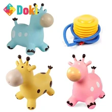 Doki Ride On Toys Jumping Horse Bouncy Giraffe Hopper Inflatable Jumping Bouncing Animal Toys Rubber Horse PVC Kids Toys 2022
