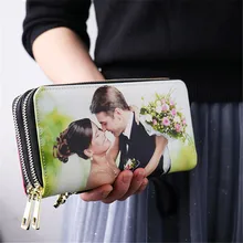 Double Zipper High Capacity Wallet Personalized Photo Women Men DIY Custom Pictures Gift for Her Wedding Bridesmaid Bridegroom