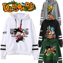 Dragon Ball Women Hooded Sweatshirt Patchwork Drawstring Hoodies Fashion Stripe Printed Pullover Autumn Long Sleeve Shirt Gifts