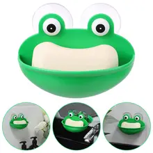 Drain Tray Holder Hanging Shelf Wall Mounted Frog Soap Holder Cartoon Sucker Soap Dish Storage Box Drain Rack