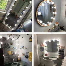 Dressing Mirror Table Makeup LED Light 10 8 6 4Bulb Hollywood Vanity Lights Stepless Dimmable Wall Lamp Bulbs Kit Dressing Table