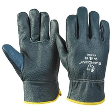 Driver Leather Work Gloves Men Safety Protection Machinery Maintenance Gardening Hand Non-Slip Leather Green White Gloves