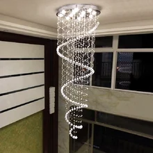 Duplex Hotel rotary crystal chandelier staircase long chandelier empty building middle floor villa living room lamps