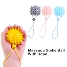 Durable 6CM TPR Spiky Massage Grip Ball with Rope String Spike Massager Trigger Point Hand Yoga Ball Hand Rehabilitation Trainer