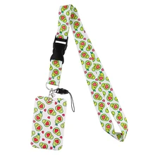 ER1112 Fruit Avocado Summer Style Lanyard Credit Card ID Holder Badge Student Travel Bank Bus Business Card Cover Badge
