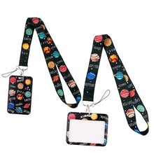 ER818 Creative Planets Lanyard Card Holder Student Hanging Neck Mobile Phone Lanyard Badge Subway Access Card Holder