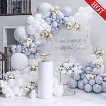 Elegant Macaron Blue Balloon Garland Arch Kit Balloon Latex Baloon Birthday Party Decoration Kids Baby Wedding Happy Birthday