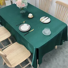 Emerald Table Cloth High Density Overlock Satin Rectangular Tablecloth Elegant Wedding Table Cover for Dining ChristmasTable