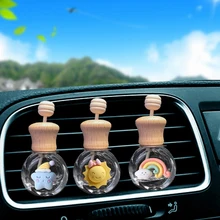 Empty Glass Bottle Car Fragrance Cute Car Air Freshener Bottle Perfume Clip Air Vent Outlet Aromatherapy Essential Oils Diffuser