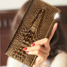 European And American Fashion Long Leather Wallet Women's Crocodile Pattern Women's Wallet Women's Multi-Function Clutch