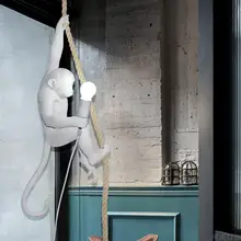 European Resin Black White Monkey Lamp Standing Lamp Creative Personality Study Kids Bedroom Hanging Light Fixture Decoration
