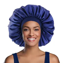 Extra Large Satin Sleep Cap High Quality Waterproof Shower Cap Protect Hair Women Hair Treatment Hat Solid Head Cover Bonnet